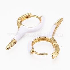 Orecchini a cerchio huggie in zirconi cubici trasparenti micro pavè&nbsp;EJEW-L231-60D