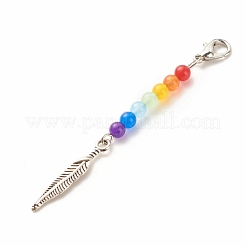 Chakra-Thema natürliche und gefärbte Malaysische Jade-Perlen-Anhänger-Dekorationen&nbsp;HJEW-JM00641-01