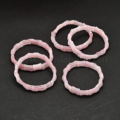 Bracciale elasticizzato con perline rettangolari in quarzo rosa naturale&nbsp;BJEW-E379-05B