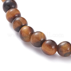 Bracelets extensibles en oeil de tigre naturel unisexe&nbsp;BJEW-JB04847-01