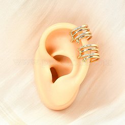 Латунные серьги-манжеты из прозрачного кубического циркония&nbsp;EJEW-F370-34G