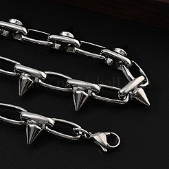 Ожерелья из цепочек с шипами из нержавеющей стали 304 для женщин и мужчин&nbsp;NJEW-A043-02P