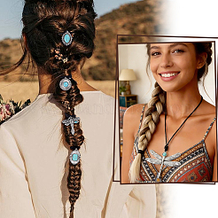 6 kit de collares y gomas para el pelo de turquesa sintética y aleación&nbsp;SJEW-PH00014