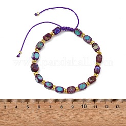 Pulseras ajustables de cuentas cúbicas trenzadas de jaspe imperial natural teñido.&nbsp;BJEW-JB14247