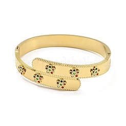 Brazaletes con bisagras huecas de acero inoxidable 304 con rhinestone de colores pavé para mujer&nbsp;BJEW-D044-06B-02G