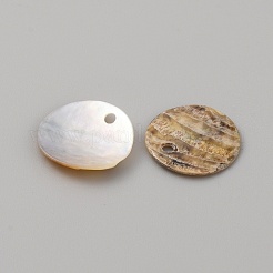 Плоские круглые подвески из натуральной раковины акойя&nbsp;BSHE-WH0002-04B