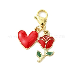 Valentinstag Rose Herz Legierung Emaille Anhänger Dekoration&nbsp;HJEW-JM02804-01