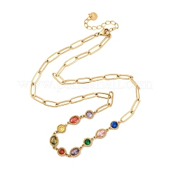 Ожерелья из нержавеющей стали 304 с цветными кубическими цирконами&nbsp;LS-NJEW-A051-06G