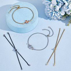 12 шт. 3 цвета 304 нержавеющая сталь панцирная цепь слайдер браслеты изготовление&nbsp;AJEW-UN00018