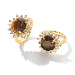 Anelli da dito in occhio di tigre naturale girasole&nbsp;RJEW-B113-03G-04