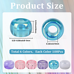 600 шт. двухцветные непрозрачные и полупрозрачные акриловые европейские бусины&nbsp;MACR-SC0002-02B