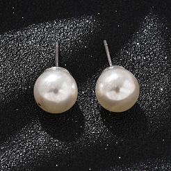 Ohrstecker aus ABS-Kunstperlen in Messing&nbsp;EJEW-B132-01B-P