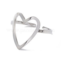 Не тускнеющее полое сердце из нержавеющей стали 304 открытое кольцо-манжета для женщин&nbsp;LS-RJEW-E073-07P