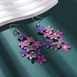 Boucles d'oreilles pendantes en forme de fleur en acier inoxydable 430&nbsp;EJEW-A137-07P-02