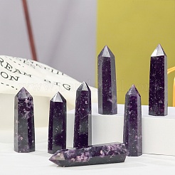 Torre de piedra de mica violeta/lepidolita natural para decoración del hogar&nbsp;PW-WG15957-01