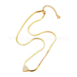 Ожерелья с подвеской в форме сердца из нержавеющей стали 304 с микропаве из кубического циркония&nbsp;NJEW-F285-03