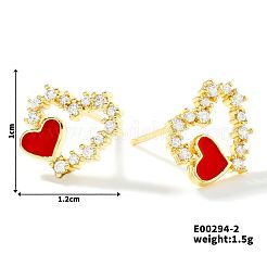 Boucles d'oreilles à tige en laiton en forme de cœur creux exquis&nbsp;QC9695-2