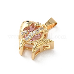 Подвески-рыбки из латуни с микропаве из кубических цирконий&nbsp;KK-Z136-49G-02