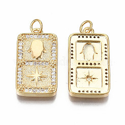 Латунные микропаве прозрачные подвески с фианитом&nbsp;KK-S356-231G-NF