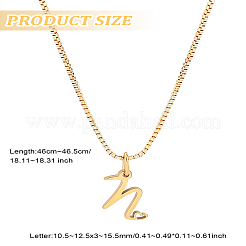 Collier avec pendentif lettre en acier inoxydable 304 et chaîne en laiton 1 pièce&nbsp;NJEW-LP0001-40N-G