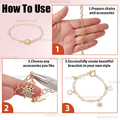 12шт сплава кабельные цепные браслеты для женщин и мужчин&nbsp;BJEW-SC0001-60G