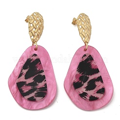 Серьги-гвоздики с леопардовым принтом из нержавеющей стали 304&nbsp;EJEW-Z084-14G-03