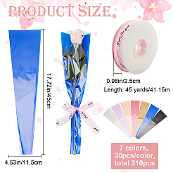 210шт 7 цвета пластиковая упаковка для цветочных букетов&nbsp;AJEW-CP0005-28