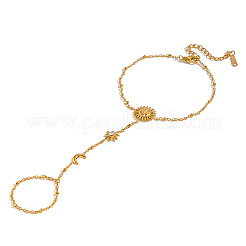 Bracelet de main en acier inoxydable 304 serti de zirconiums cubiques transparents sertis de soleil&nbsp;JX0821