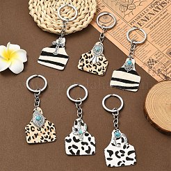 Porte-clés en cuir de vache et alliage&nbsp;KEYC-YW00093-01