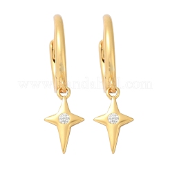 Серьги-кольца star 925 из стерлингового серебра с микропаве из прозрачных кубических цирконий для женщин&nbsp;EJEW-G427-03G