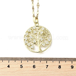 Подвески из латуни с микропаве из прозрачного кубического циркония в виде дерева жизни&nbsp;LS-NJEW-H066-01A-G