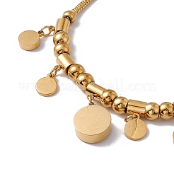 Braccialetto di fascino di numeri romani di strass di cristallo con catene di serpente rotonde&nbsp;BJEW-P284-05G