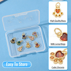 8 шт. 8-цветная латунная подвеска с кубическими цирконами в виде отпечатка лапы&nbsp;KK-TA0003-21