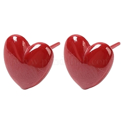 Orecchini a bottone con cuore in ceramica ipoallergenica in bioceramica con zirconi&nbsp;EJEW-C065-02C