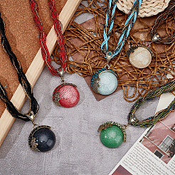 5 шт. 5 стиля имитация смолы кошачий глаз плоские круглые подвески ожерелья комплект&nbsp;NJEW-AN0001-12