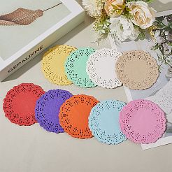 180 шт. 9-х цветная кружевная бумажная жиронепроницаемая салфетка для обертывания&nbsp;AJEW-CN0004-29