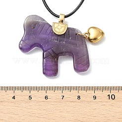 Anhänger in Pferdeform aus natürlichem Amethyst&nbsp;NJEW-JN06355-02
