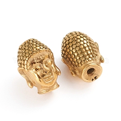 Perles style bouddhiste en 304 acier inoxydable, tête de bouddha, or, 14x10.2x9.5mm, Trou: 1.8mm
