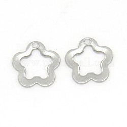 Trendy 304 Stainless Steel Flower Pendants, Stainless Steel Color, 11x11.5x1mm, Hole: 1mm