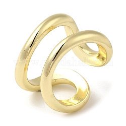 Polsini aperti in ottone, anello a doppio filo da donna, vero placcato oro 18k, misura degli stati uniti 6 1/2 (16.9mm), 11~15mm