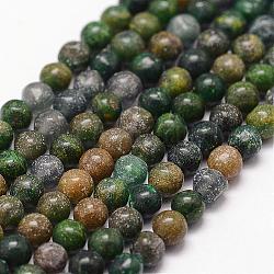 Chapelets de perles en jade africaine naturelle, ronde, 3mm, Trou: 0.5mm, Environ 125 pcs/chapelet