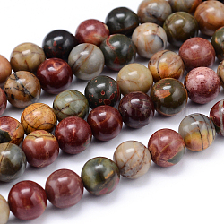 Round Natural Picasso Stone/Picasso Jasper Beads Strands, 12mm, Hole: 1mm, about 33pcs/strand, 15.7 inch