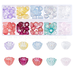Pandahall Elite 100pcs 10 Farben transparent backen bemalte Glasperlen, imitatorische Jade, Lotushülse, Mischfarbe, 11x10.5x8 mm, Bohrung: 1 mm, 10 Stk. je Farbe