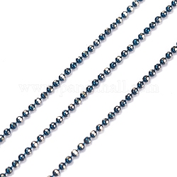 Spray Painted Brass Faceted Ball Chains, Soldered, with Spool, Round, Marine Blue, 1.5mm