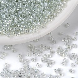 Perles de rocaille en verre, trans. couleurs lustered, ronde, clair, 2mm, Trou: 1mm, 3333 pcs / 50 g, 50 g / sac, 18 sacs/2 livres
