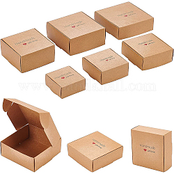 Benecreat 24 pz 6 stili di carta con scatole di caramelle in pvc, con finestra quadrata, per scatola da forno, confezione regalo baby shower, piazza con la parola, Burlywood, 4pcs / style