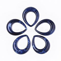 Pendentifs acryliques, style de pierres fines imitation, larme, bleu foncé, 53x43.5x8mm, Trou: 26x36mm, environ 73 pcs/500 g