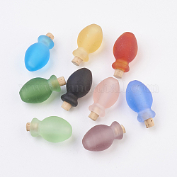 Lampwork handmade pendenti bottiglia di profumo, bottiglia di olio essenziale, smerigliato, colore misto, 29~30mm, Foro: 5~5.5 mm, capacità della bottiglia: 0.5~1 ml (0.017~0.03 fl. oz)