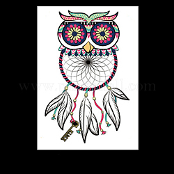 Съемные временные водостойкие татуировки с изображением совы, бумажные наклейки, красочный, 21x14.8 см