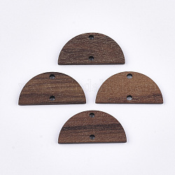 Conectores de enlaces de madera de nogal, media vuelta / semicírculo, saddle brown, 14x28x2.5~3mm, agujero: 2 mm